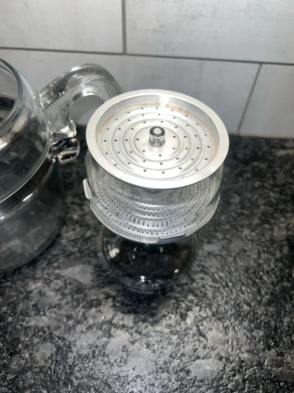 RARE Vintage PYREX FLAMEWARE 6 cup stovetop percolator. COMPLETE. No chips